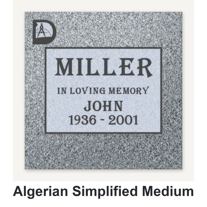 Algerian Simplified Medium carved in granite